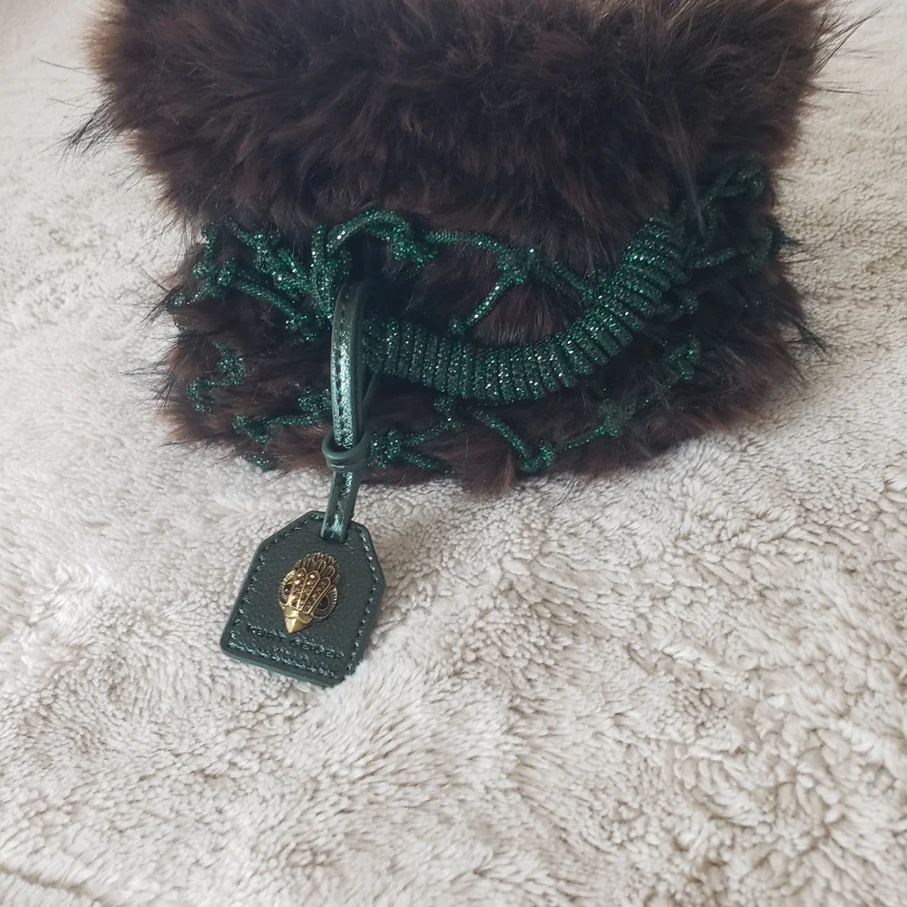 Kurt Geiger Green and Brown Fur Handbag - Picture 7 of 11